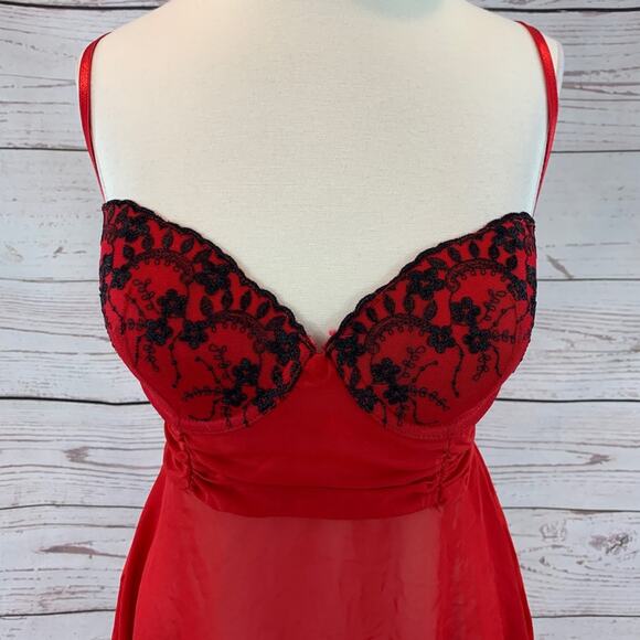Inner Secrets red black negligee sheer - Picture 2 of 8